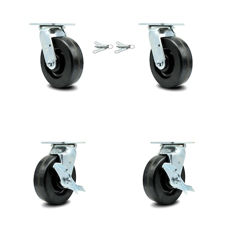 Service Caster 6 Inch Phenolic Caster Set with Roller Bearings 2 Swivel Lock 2 Brake SCC SCC-30CS620-PHR-BSL-2-TLB-2